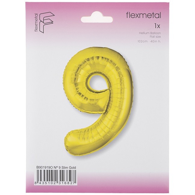 Fm (40''/102 см) Цифра, 9 Slim, Золото, 1 шт. в уп.