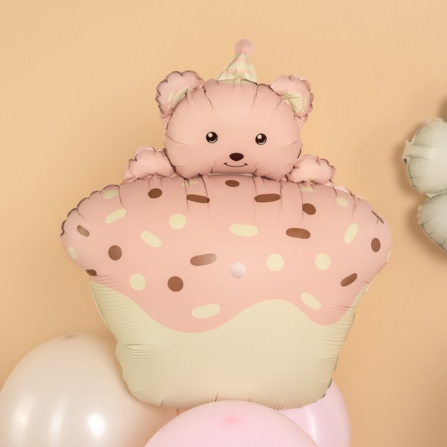 Fa (29''/74 см) Фигура, Кексик с медвежонком, Розовый, Сатин, 1 шт. в уп.