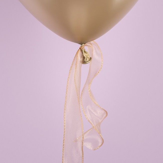 Лента декоративная (4 см*9,14 м) Органза с леской, Золотая кайма, Золото, 1 шт.