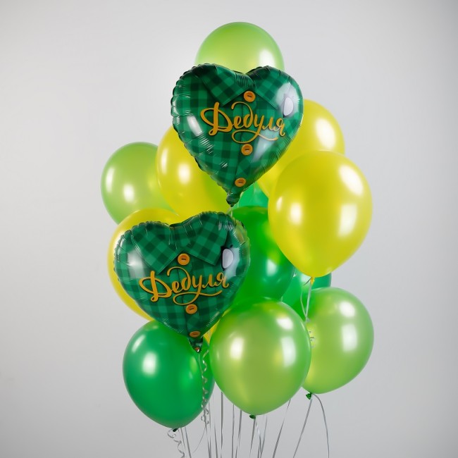 Fa (18''/46 см) Сердце, Дедуля (рубашка в клетку), Зеленый, 1 шт. в уп.