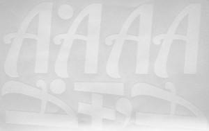 Наклейки буквы 10 см "А" белые, 1 лист