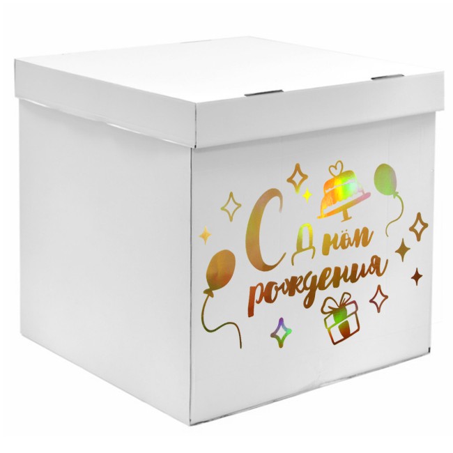 Наклейка С Днем Рождения, 42*30 см, Золото, Металлик, 1 шт.