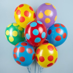 512 (12''/30 см) Разноцветные точки, Ассорти, пастель, 5 ст, 25 шт.