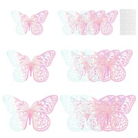 Наклейки Нежные бабочки, Белый, Голография, 8-12 см*4 шт, 12 шт, 1 упак.