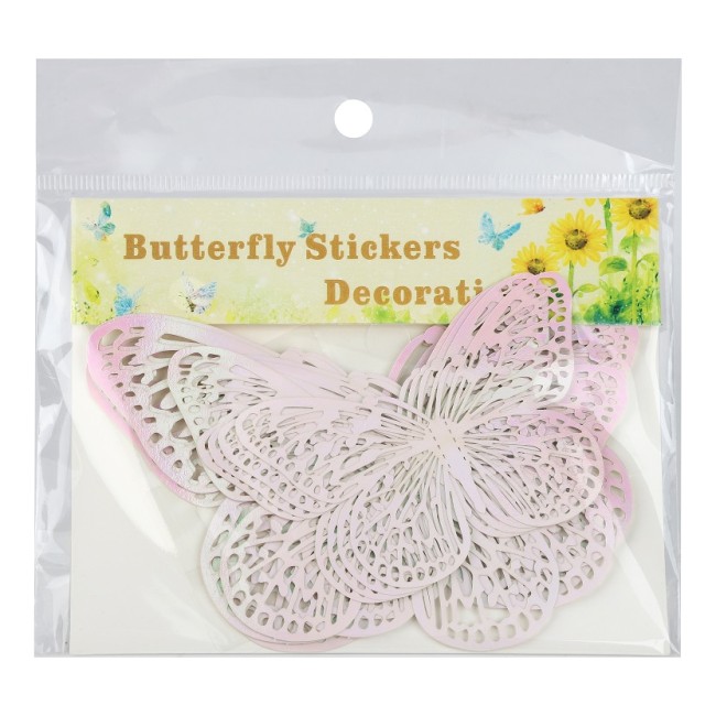 Наклейки Нежные бабочки, Белый, Голография, 8-12 см*4 шт, 12 шт, 1 упак.