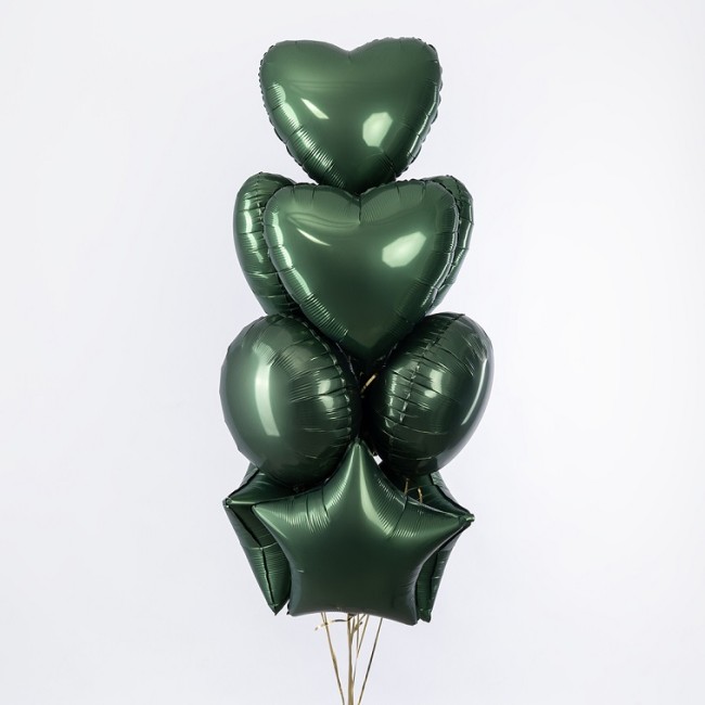 Fm (18''/46 см) СЕРДЦЕ Сатин Dark Green, 1 шт.