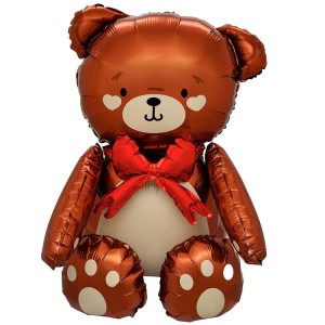 Вз (28''/71 см) ФИГУРА AIR Мишка коричневый бант красный, в уп, 1 шт.