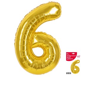 Fa (40''/102 см) Цифра, 6, Золото, 1 шт. в уп.