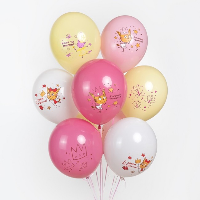 Дб (12''/30 см) Три Кота, Принцессы, Ассорти, пастель, 1 ст, 25 шт.