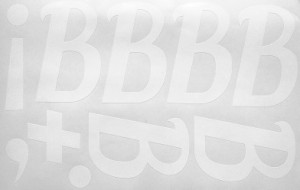 Наклейки буквы 10 см "В" белые, 1 лист