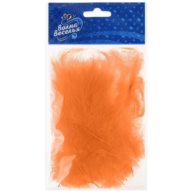 Перья, Премиум, Оранжевый, 12-15 см, 30 шт.