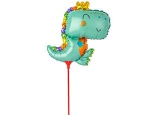 Вз (12"/30 см) Мини-фигура с клапаном + палочка, Динозаврик в короне, 5 шт.