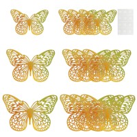 Наклейки Нежные бабочки, Золото, Голография, 8-12 см*4 шт, 12 шт, 1 упак.