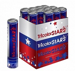 Пневмохлопушка (12''/30 см) Металлизированные звезды, Ассорти Триколор