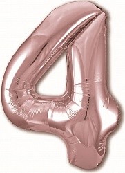 Ag (40"/102 см) Цифра, 4, Slim, Розовое Золото, в упаковке 1 шт.