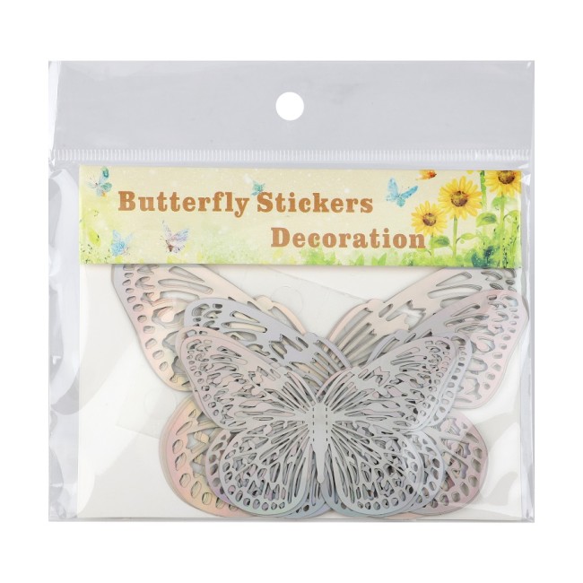 Наклейки Нежные бабочки, Радужный, Голография, 8-12 см*4 шт, 12 шт, 1 упак.