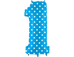 Gr (40''/102 см) /ЦИФРА 1 Горошек на голубом