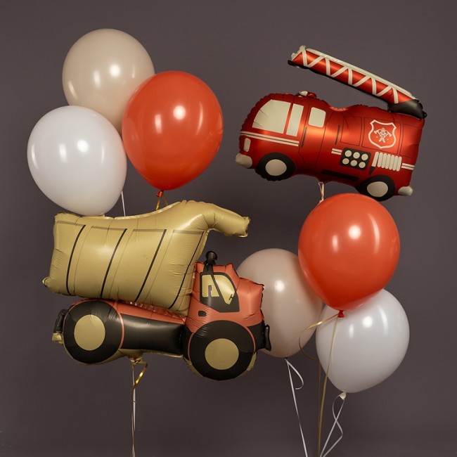 Fa (26''/66 см) Фигура, Пожарная машина, Красный, Сатин, 1 шт. в уп.