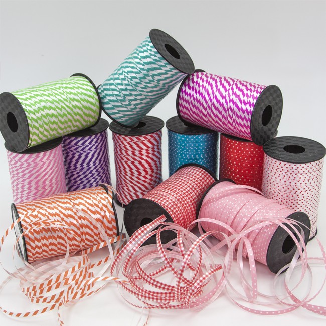 Лента полипропиленовая (0,5 см*250 м) Красный горошек, Белый, 1 шт.