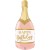 Gr (32''/81 см) Фигура, Бутылка Шампанское, Happy Birthday, Розовый, Сатин, 1 шт. в уп.