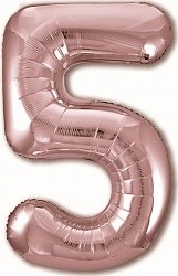 Ag (40"/102 см) Цифра, 5, Slim, Розовое Золото, в упаковке 1 шт.