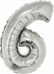 Fa (16"/41 см) Мини-Цифра с клапаном, 6, Серебро, 1 шт.