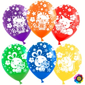 Вв (12"/30 см) Зверята и подарки, Ассорти, пастель, 5 ст, 25 шт.