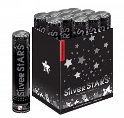 Пневмохлопушка (12''/30 см) Металлизированные звезды, Серебро, 1 шт.