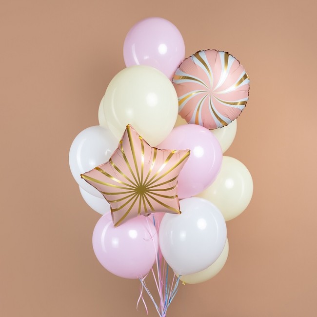 Fa (18''/46 см) Круг, Леденец, Розовый/Золото, Сатин, 1 шт.