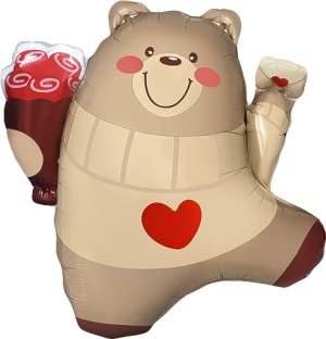 Fa (27''/69 см) Фигура, Мишка с валентинкой, 1 шт.