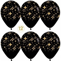 Sp (12"/30 см) Сверкающие бриллианты, Черный (080), пастель, 5 ст, 50 шт.