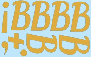 Наклейки буквы 10 см "В" золото, 1 лист