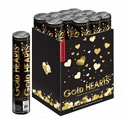 Пневмохлопушка (12''/30 см) Металлизированные сердца, Золото