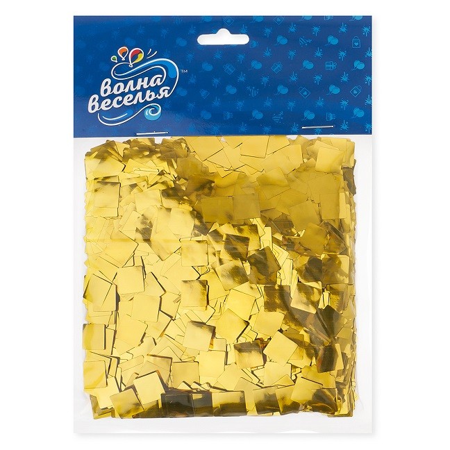 Конфетти фольга Квадрат, Золото, Металлик, 1 см, 50 г.