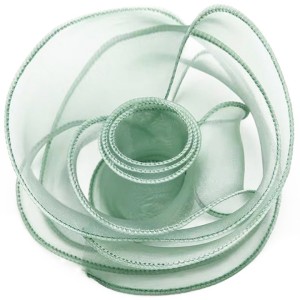 Лента декоративная (4 см*9,14 м) Органза с леской, Нежная мята, 1 шт.