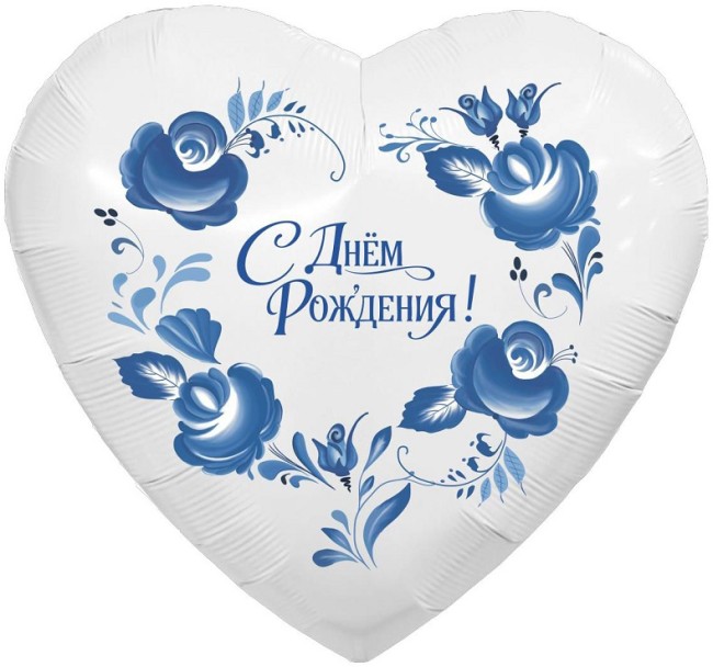 Ag (30''/76 см) Сердце, Фарфоровый букет, 1 шт. в уп.