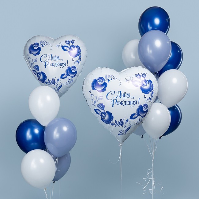 Ag (30''/76 см) Сердце, Фарфоровый букет, 1 шт. в уп.