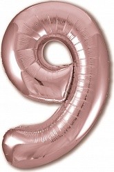Ag (40"/102 см) Цифра, 9, Slim, Розовое Золото, в упаковке 1 шт.