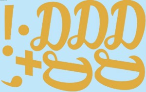 Наклейки буквы 10 см "Д" золото, 1 лист