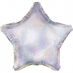 Fa (10''/25 см) Мини-звезда с клапаном, Серебро, голография, 5 шт.