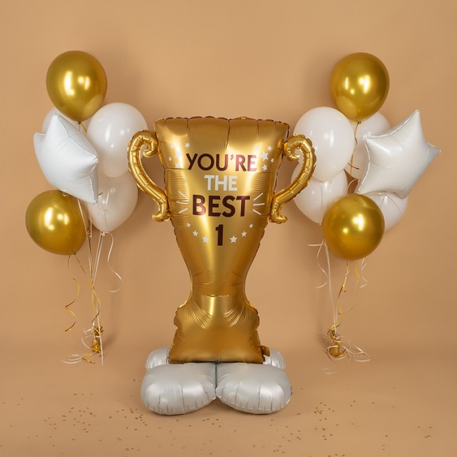 Fa 3D (61''/155 см) Фигура на подставке, Кубок, Ты Лучший, №1, Золото, Сатин, 1 шт. в уп.