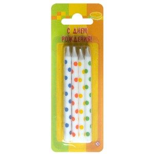 MC Свечи Белые в горошек 9см 12шт