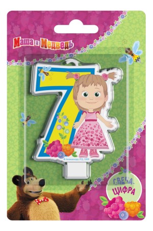 Свеча Цифра 7, Маша и Медведь, 8см