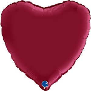 Gr (18''/46 см) Сердце, Вишневый, Сатин, 1 шт.