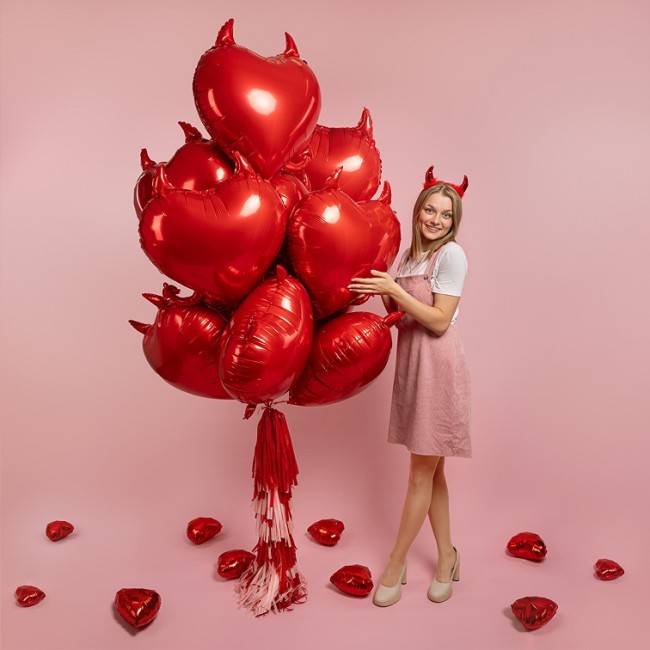 Fa (30''/76 см) Сердце, Чертенок, Красный, 1 шт. в уп.