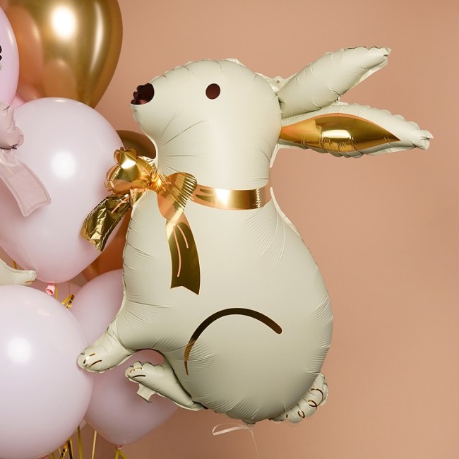 Fa (33''/84 см) Фигура, Зайка с золотым бантиком, Сатин, 1 шт.