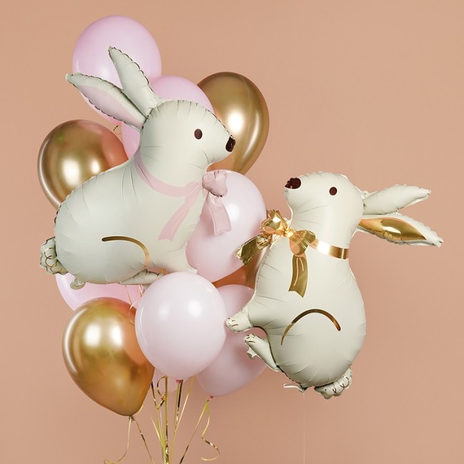 Fa (33''/84 см) Фигура, Зайка с золотым бантиком, Сатин, 1 шт.