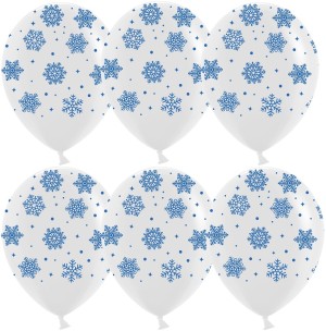 ДБ (12''/30 см) Снежинки, Белый, пастель, 5 ст, 25 шт.