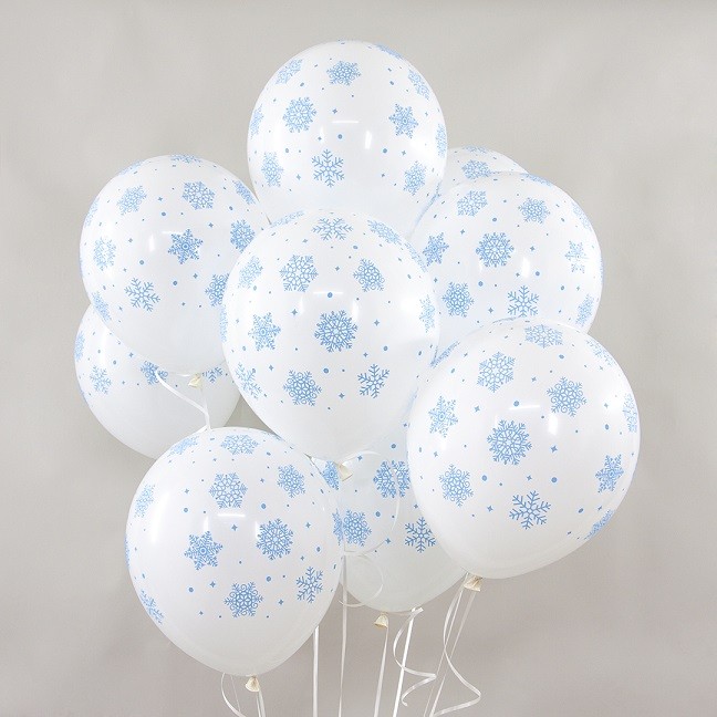 ДБ (12''/30 см) Снежинки, Белый, пастель, 5 ст, 25 шт.