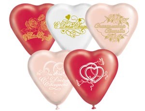 Gm (10''/25 см) /Крас/Бел/Роз с рис Свадьба, 12 шт.